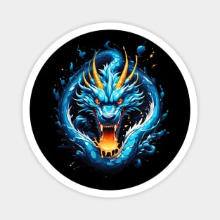 Roaring Blue Sapphire Dragon retro vintage 80s design Magnet